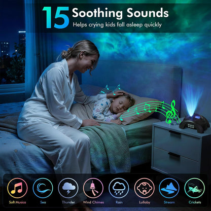 Rossetta Dual Lens Galaxy Star Aurora Projector Night Light for Bedroom | 58 Light Effects, White Noise, Bluetooth Speaker, Music Sync, Remote Control, Timer, Room Decor Gift for Kids Adults Teens