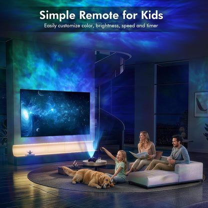 Rossetta Dual Lens Galaxy Star Aurora Projector Night Light for Bedroom | 58 Light Effects, White Noise, Bluetooth Speaker, Music Sync, Remote Control, Timer, Room Decor Gift for Kids Adults Teens