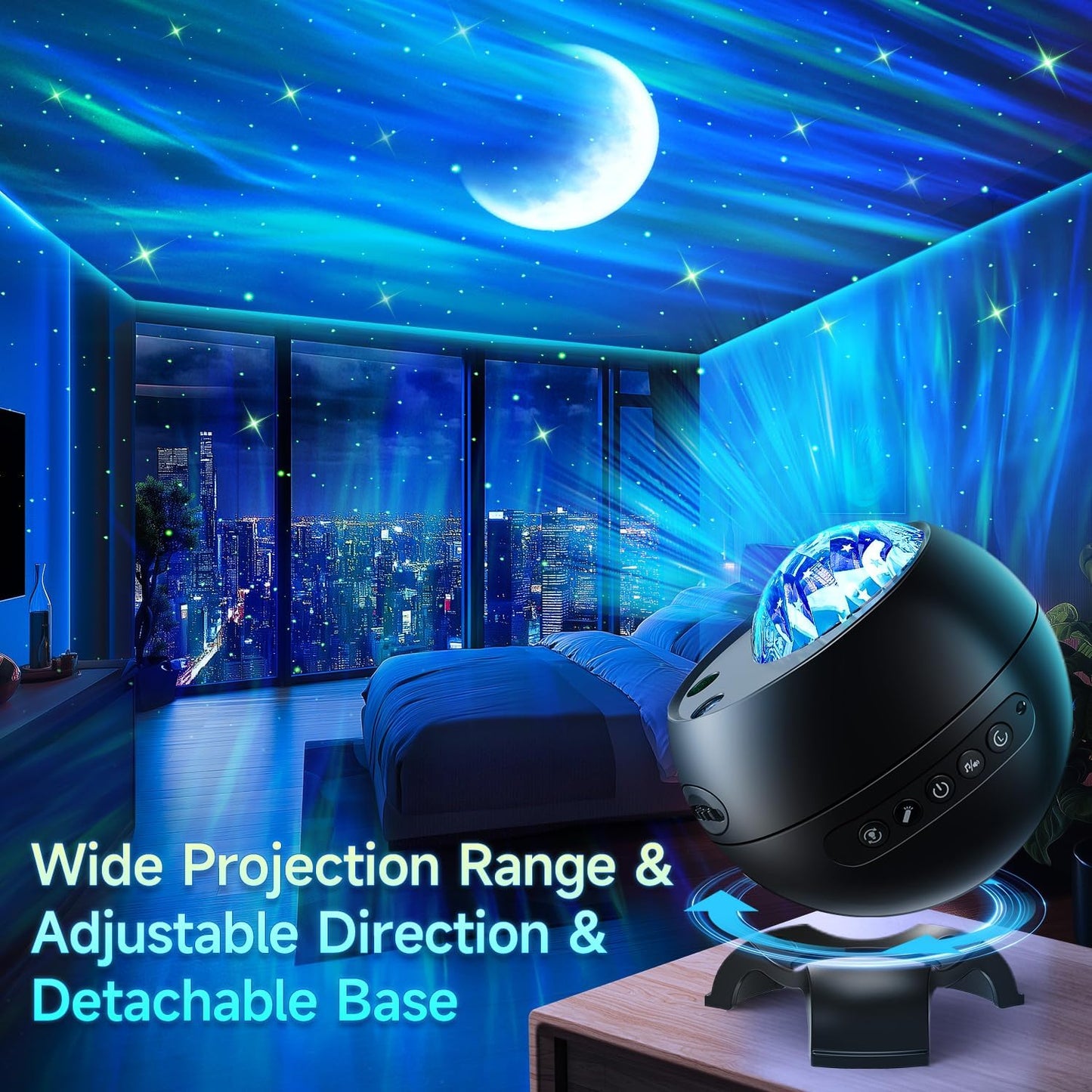 LED Light Gifts Home Decor Light Projector with 375 Effects, Bluetooth | Ambient Light, Adjustable Brightness, Bedside Table Lamp, Bedroom Decor, Memory Function, Sleep Companion, Gift For All Ages