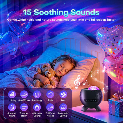LED Light Gifts Home Decor Light Projector with 375 Effects, Bluetooth | Ambient Light, Adjustable Brightness, Bedside Table Lamp, Bedroom Decor, Memory Function, Sleep Companion, Gift For All Ages
