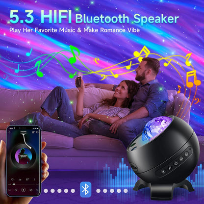 LED Light Gifts Home Decor Light Projector with 375 Effects, Bluetooth | Ambient Light, Adjustable Brightness, Bedside Table Lamp, Bedroom Decor, Memory Function, Sleep Companion, Gift For All Ages